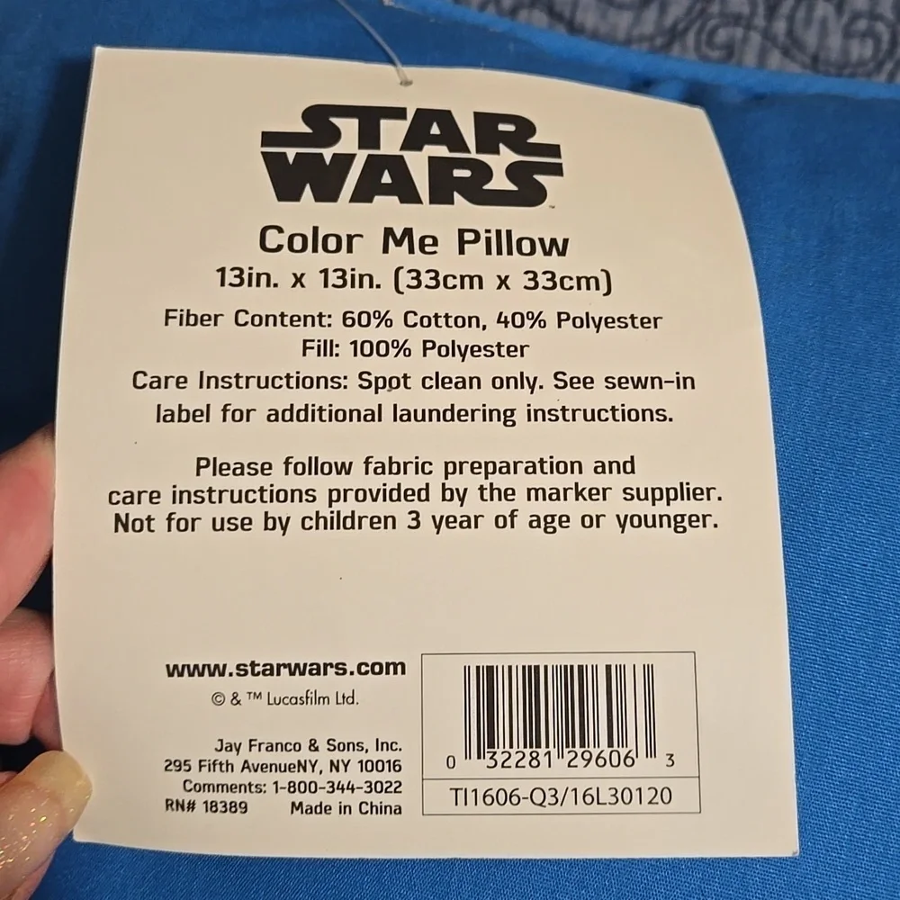 Star Wars Color Me Pillow (Markers Not Included) 13 X 13 Inches NWT